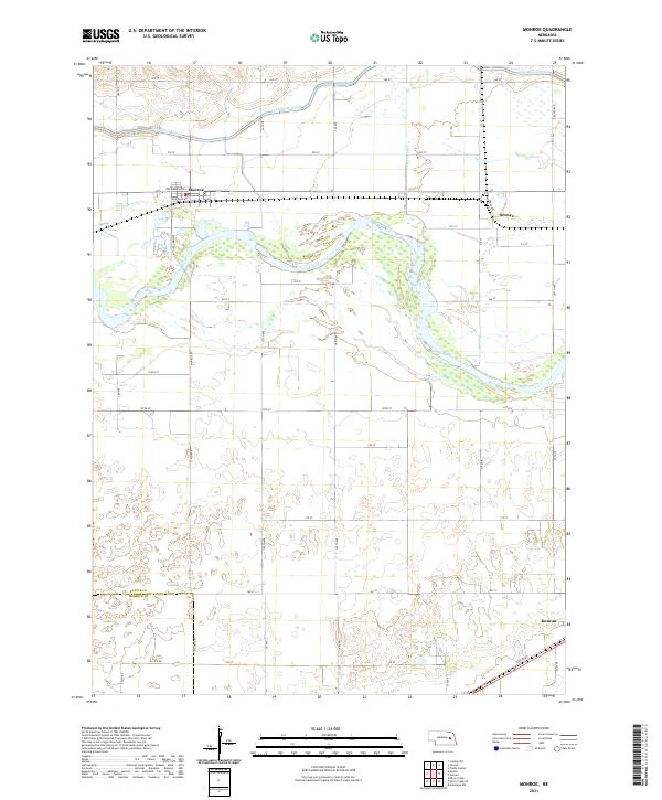 USGS US Topo 7.5-minute map for Monroe NE 2021