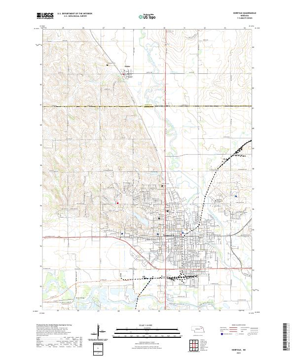 USGS US Topo 7.5-minute map for Norfolk NE 2021