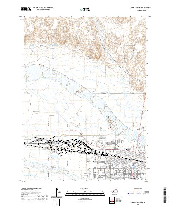 USGS US Topo 7.5-minute map for North Platte West NE 2021