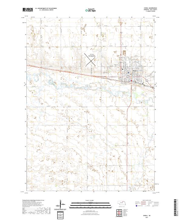 USGS US Topo 7.5-minute map for O'Neill NE 2021