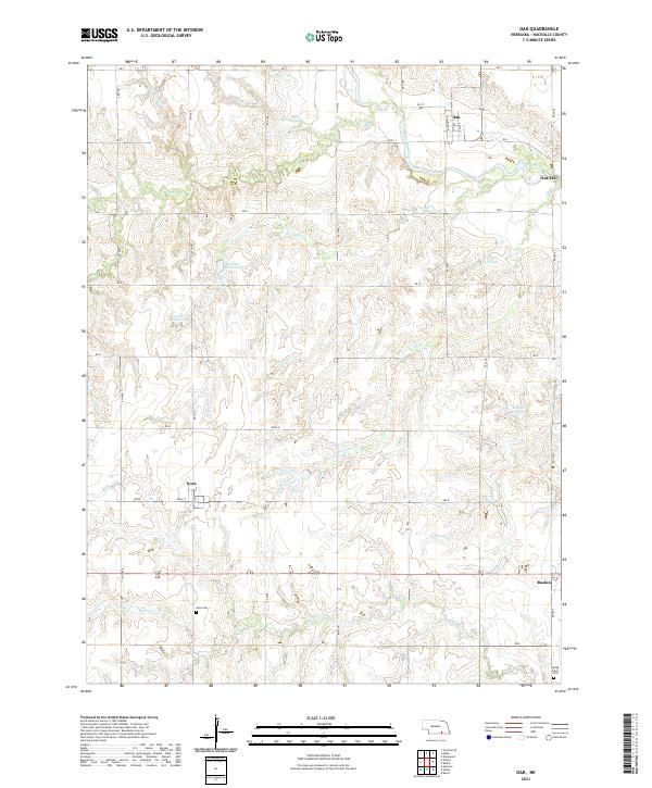 USGS US Topo 7.5-minute map for Oak NE 2021