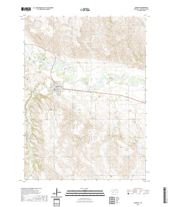 USGS US Topo 7.5-minute map for Oakdale NE 2021