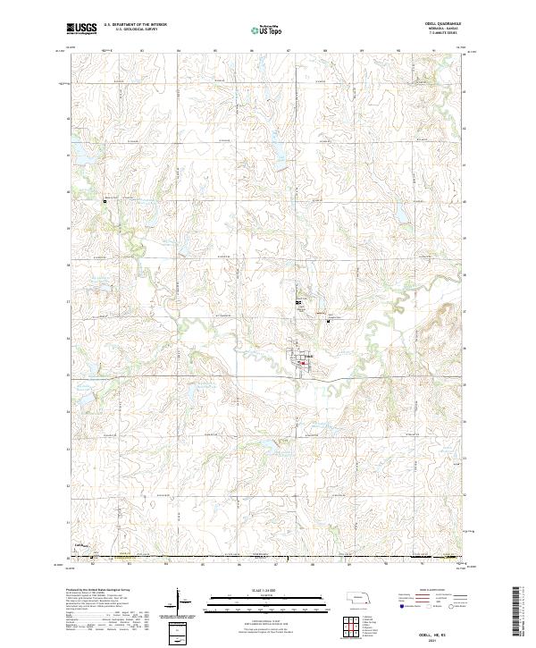 USGS US Topo 7.5-minute map for Odell NEKS 2021