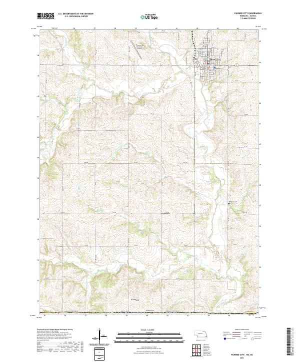 USGS US Topo 7.5-minute map for Pawnee City NEKS 2021