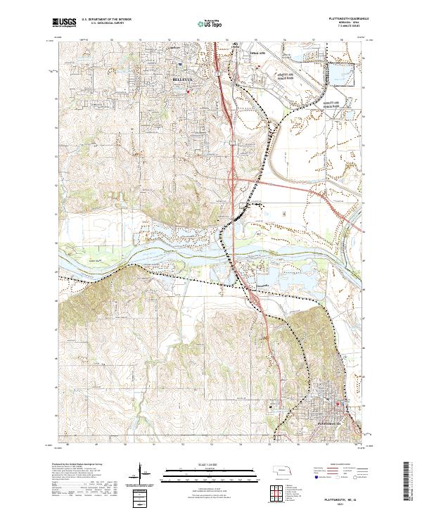 USGS US Topo 7.5-minute map for Plattsmouth NEIA 2021