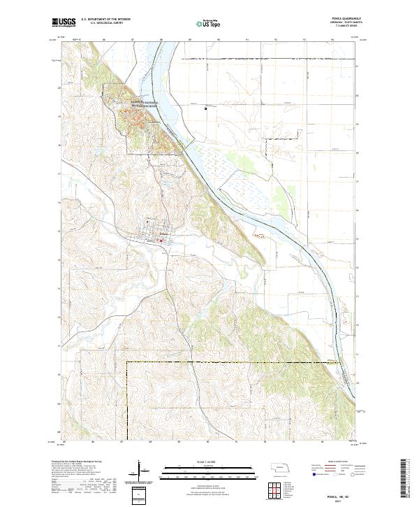 USGS US Topo 7.5-minute map for Ponca NESD 2021