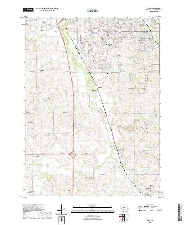 USGS US Topo 7.5-minute map for Roca NE 2021