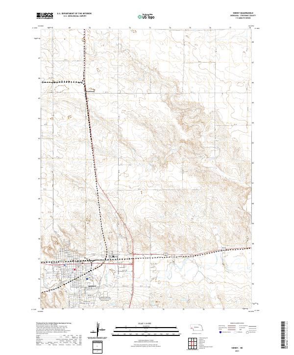 USGS US Topo 7.5-minute map for Sidney NE 2021