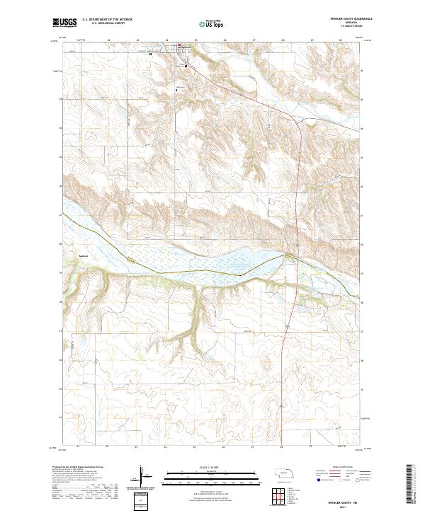 USGS US Topo 7.5-minute map for Spencer South NE 2021