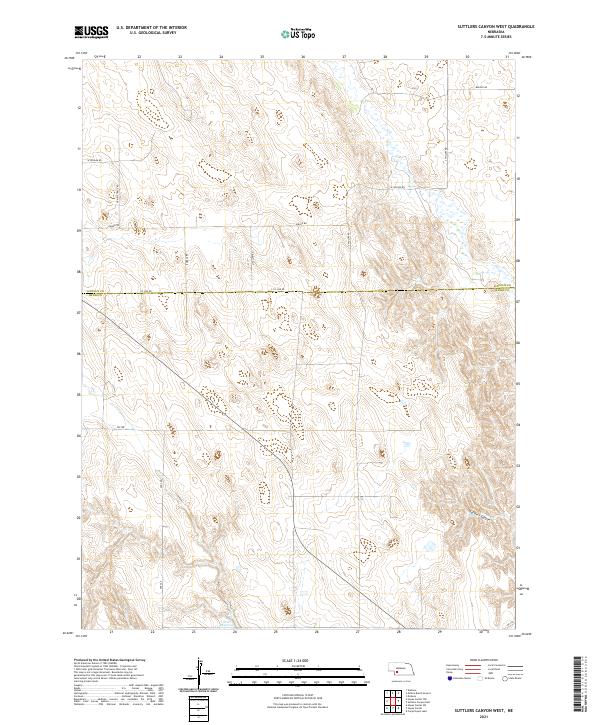 USGS US Topo 7.5-minute map for Suttlers Canyon West NE 2021