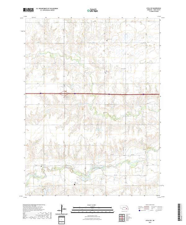 USGS US Topo 7.5-minute map for Utica SW NE 2021