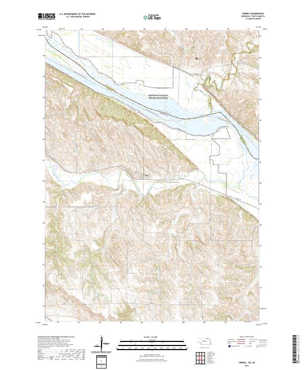 USGS US Topo 7.5-minute map for Verdel NESD 2021