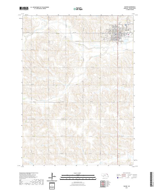 USGS US Topo 7.5-minute map for Wayne NE 2021