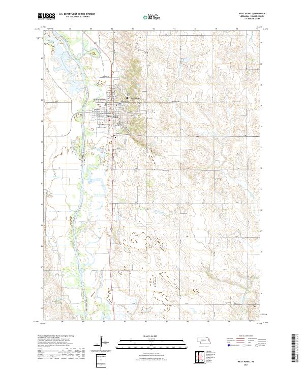 USGS US Topo 7.5-minute map for West Point NE 2021