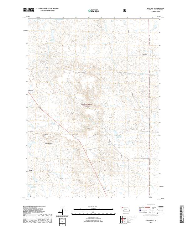 USGS US Topo 7.5-minute map for Wolf Butte NE 2021