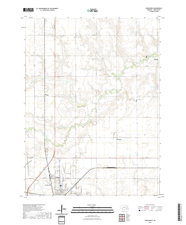 USGS US Topo 7.5-minute map for York North NE 2021