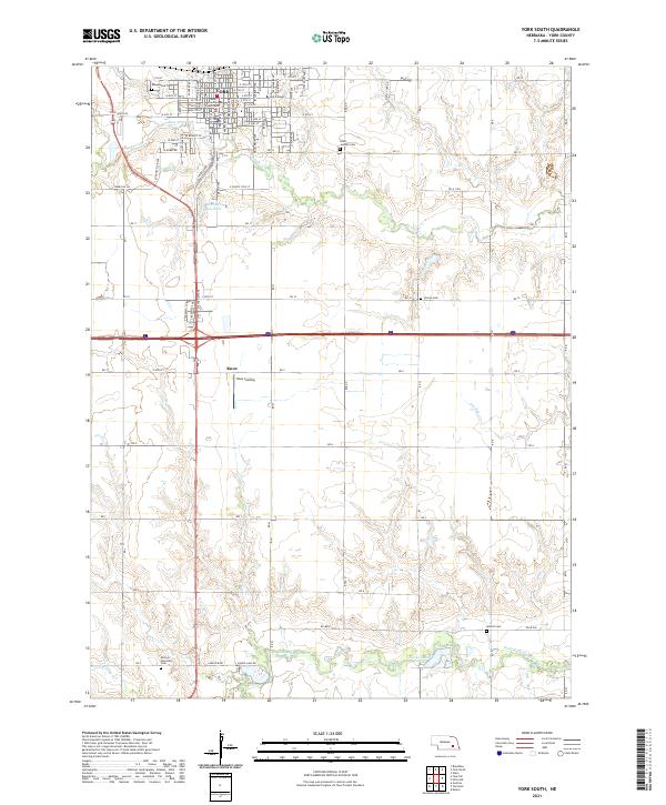 USGS US Topo 7.5-minute map for York South NE 2021