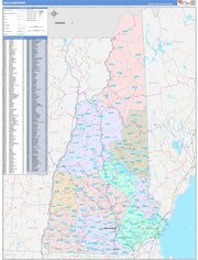 Color Cast Style Wall Map of New Hampshire by Market Maps