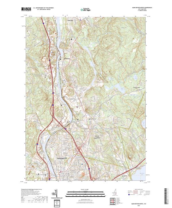 US Topo 7.5-minute map for Manchester North NH