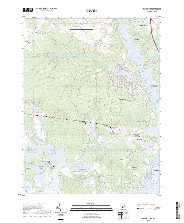 US Topo 7.5-minute map for Dividing Creek NJ