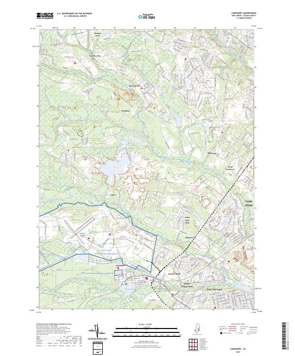 US Topo 7.5-minute map for Lakehurst NJ