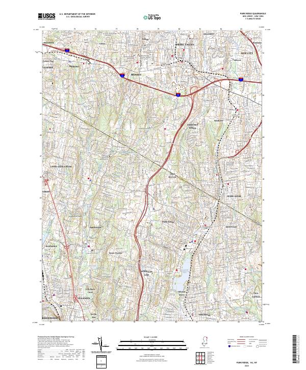 US Topo 7.5-minute map for Park Ridge NJNY – American Map Store