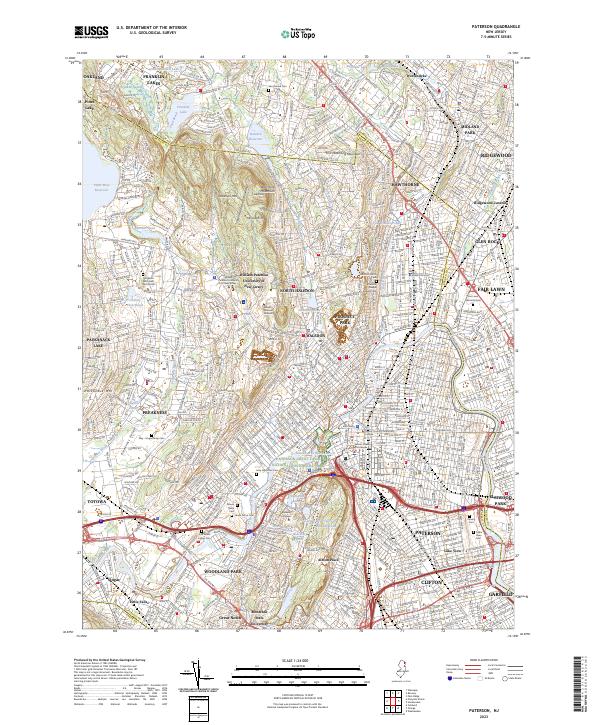 US Topo 7.5-minute map for Paterson NJ