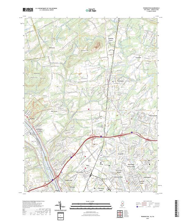 US Topo 7.5-minute map for Pennington NJPA