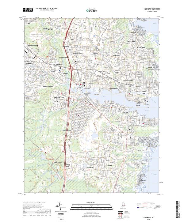 US Topo 7.5-minute map for Toms River NJ