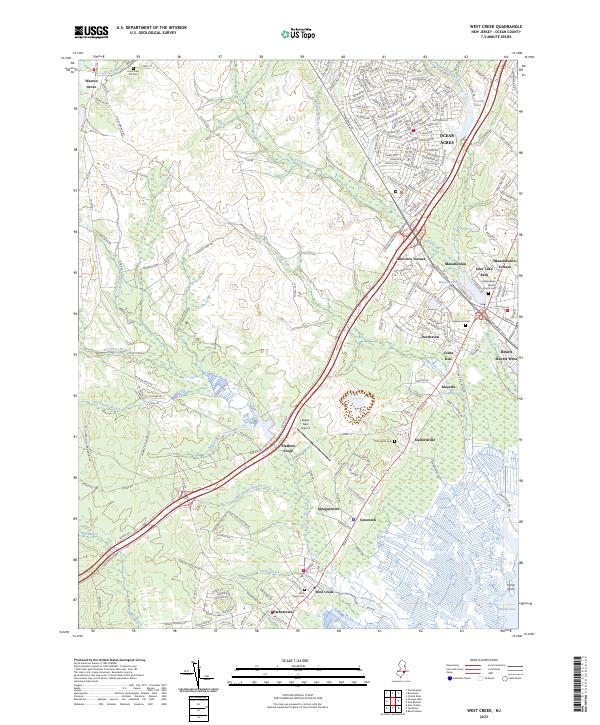 US Topo 7.5-minute map for West Creek NJ