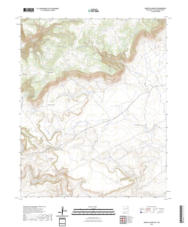 US Topo 7.5-minute map for Arroyo Alamocito NM