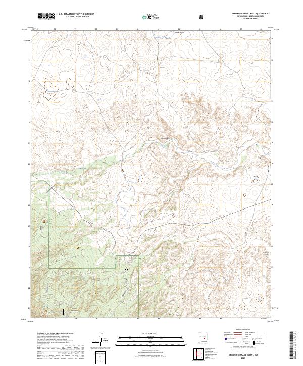 US Topo 7.5-minute map for Arroyo Serrano West NM