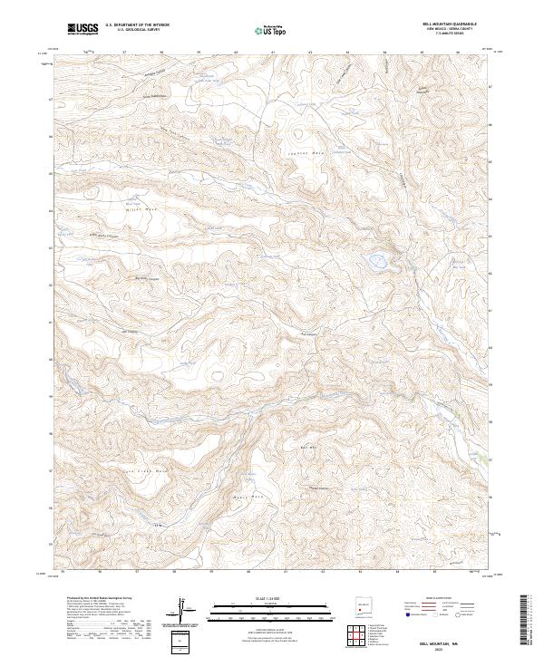 US Topo 7.5-minute map for Bell Mountain NM