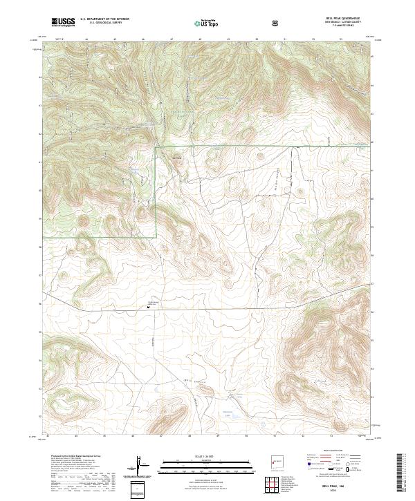 US Topo 7.5-minute map for Bell Peak NM