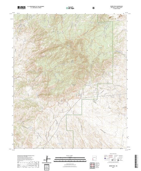 US Topo 7.5-minute map for Burro Peak NM