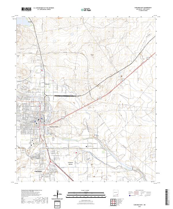 US Topo 7.5-minute map for Carlsbad East NM