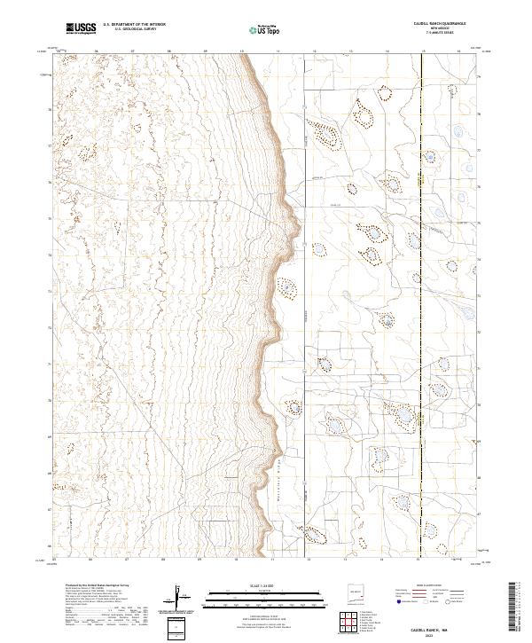 US Topo 7.5-minute map for Caudill Ranch NM