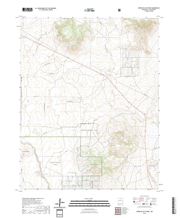 US Topo 7.5-minute map for Cerro De Los Taoses NM