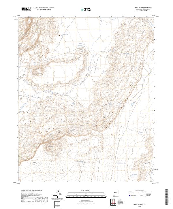 US Topo 7.5-minute map for Cerro Del Oro NM