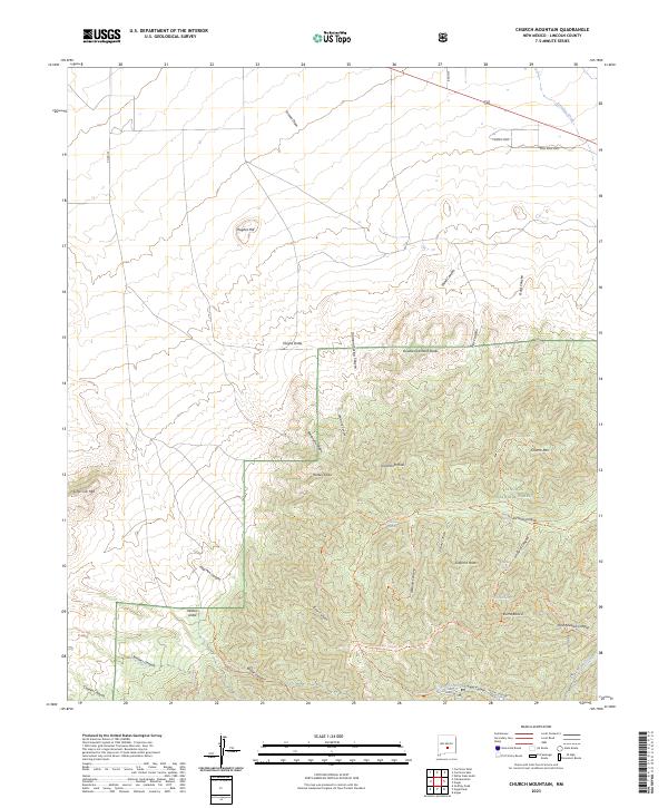 US Topo 7.5-minute map for Church Mountain NM