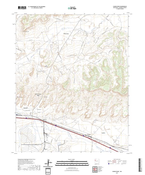 US Topo 7.5-minute map for Church Rock NM