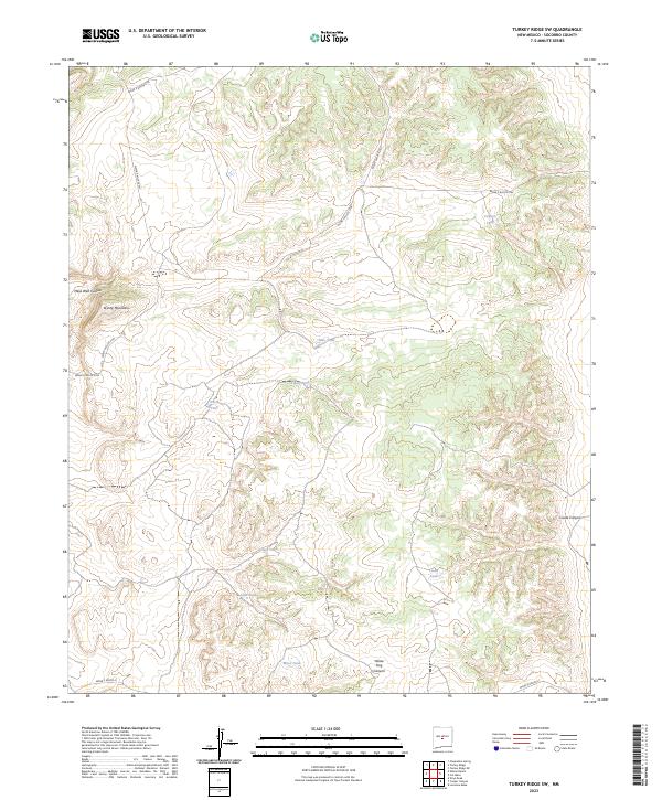 US Topo 7.5-minute map for Turkey Ridge SW NM