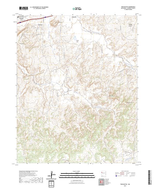 US Topo 7.5-minute map for Twin Buttes NM