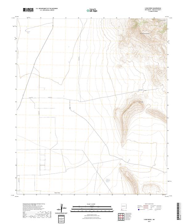 US Topo 7.5-minute map for U Bar Ridge NM