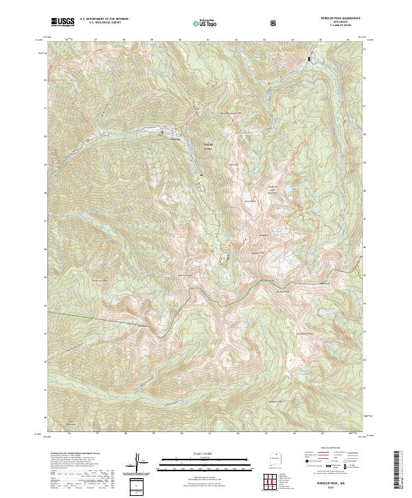 US Topo 7.5-minute map for Wheeler Peak NM