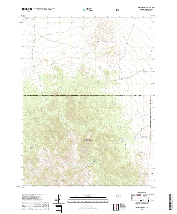 US Topo 7.5-minute map for Antelope Peak NV