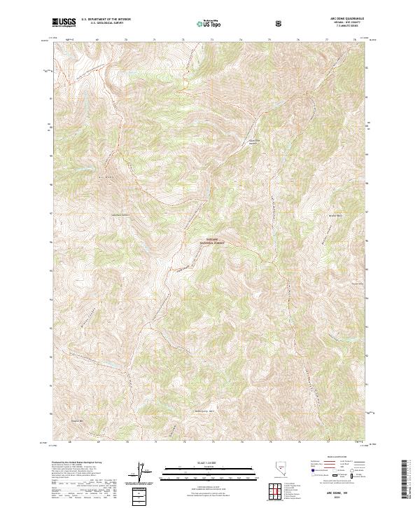 US Topo 7.5-minute map for Arc Dome NV