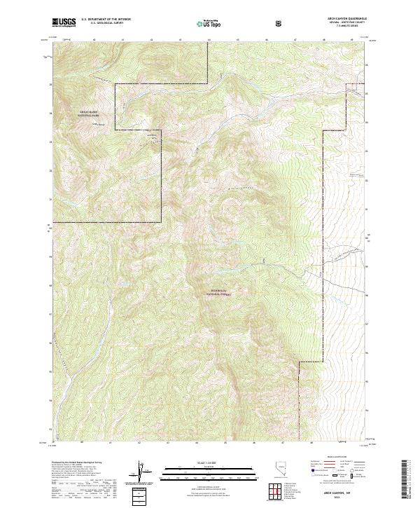 US Topo 7.5-minute map for Arch Canyon NV