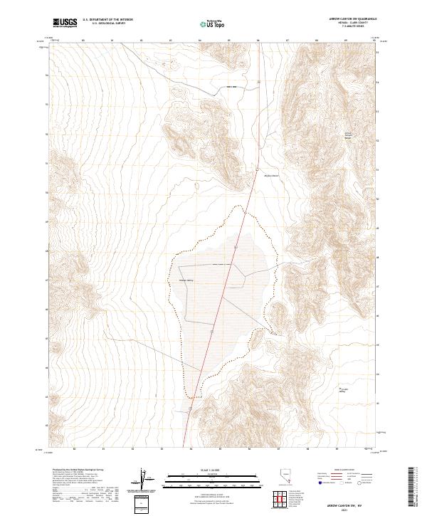 US Topo 7.5-minute map for Arrow Canyon SW NV