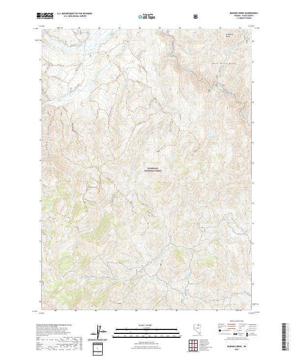 US Topo 7.5-minute map for Badger Creek NV